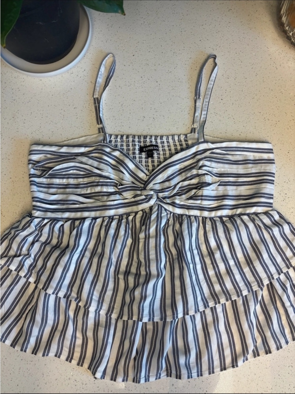 Express Blue and White Striped Top